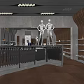 Modern Clothing Store Interior With Glass Window Display Mannequins Shelves And Lighting