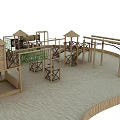 Outdoor Wooden Playground Equipment With Climbing Frames Slides Cabin And Platforms