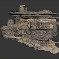 Natural Wood And Stone Stacked Sculpture With Textured Layers And Decorative Design