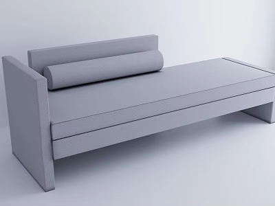 Modern Minimalist Gray Fabric Sectional Sofa With Simple Backrest Design 3d model