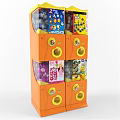 Orange Commercial Vending Machine With Multi Compartment And Transparent Windows For Toy Products
