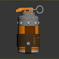 Tactical Grenade With Orange Pull Ring Silver Metallic Body And Brown Strap Mechanical Design 3d model