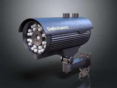 Substance Security Camera with LED Lights and Durable Outdoor Mounting Design 3d model