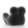 Modern Black Leather Single Sofa With Unique Rounded Shape And Comfortable Design 3d model