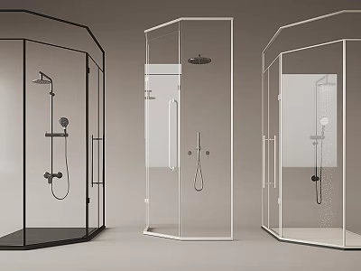 Modern Glass Shower Sauna Enclosures With Three Different Styles And Fixtures 3d model