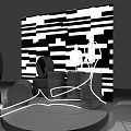 Stylish Photo Spot With Black White Striped Background Silhouette Figures Oil Drums And Circular Platform