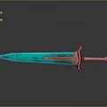 Glowing Blue Blade Sword With Golden Twisted Hilt On Black Background