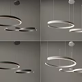 Modern Circular Ring Chandeliers In Black And Silver Hanging For Interior With Multiple Rings