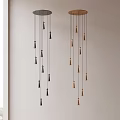 Modern Two Tone Chandeliers With Multiple Hanging Pendant Lights In Bright Interior