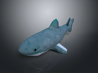 Blue Shark Plush Toy As Aquatic Animal With Soft Material And Detailed Fins And Tail 3d model