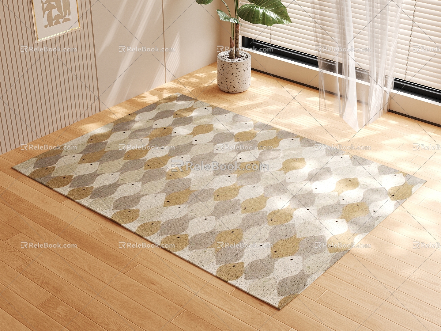 Simple geometric pattern carpet 3d model checkerboard pattern 3d model