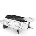 Modern Irregular Coffee Table With Black White Marble Top And Metal Base 3d model