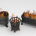 Decorative Metal Fire Pits With Burning Flames And Intricate Designs