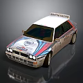 Martini Racing Themed Race Car With Blue Red Stripes And Sponsor Logos