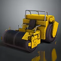 Yellow Road Roller Construction Machinery With Black Drum And Seating 3d model