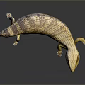 Realistic Yellow and Brown Patterned Lizard with Curved Body and Smooth Skin