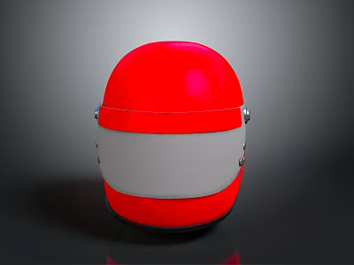 Tactical Weapon Equipment Red Helmet Featuring White Stripe And Shiny Surface 3d model
