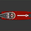 Red Racing Yacht With Sleek Design And Cockpit Seats