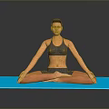 Woman Practicing Yoga in Lotus Position on Blue Mat with Sport Bra and Gray Background