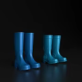 Blue Rain Boots Two Pairs Stylish Design On Black Background 3d model