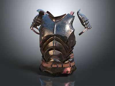 Medieval Steel Armor with Intricate Shoulder Guards Chest Plates and Decorative Straps 3d model