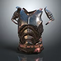 Medieval Steel Armor with Intricate Shoulder Guards Chest Plates and Decorative Straps