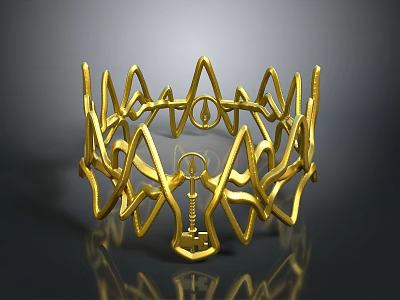 Elegant Golden Crown With Intricate Geometric Ornamental Fashion Accessory Design 3d model