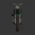 Vintage Teal Motorcycle with Black Seat Headlight Classic Design and Metallic Wheels