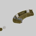 Modern Curved Two Seater Sofa In Black Green With Plush Cushions And Throw Blanket