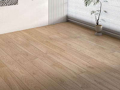 Light Colored Wooden Flooring In Modern Interior With Natural Light And Potted Plant 3d model