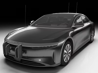 Sleek Modern Electric Sedan With Futuristic Exterior Design And LED Headlights 3d model