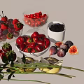 Fresh Assorted Fruits With Strawberries Raspberries Blueberries Figs Lime And Lemon Slices