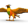 Striking Colorful Flying Bird with Spread Wings Vibrant Yellow Green Feathers and Crest