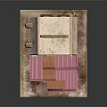 Pink Multi Story Building Model with Exterior Staircase Balcony and Decorative Roof