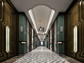 New Chinese Aisle Hotel Corridor 3d model