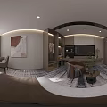 Modern Hotel Guest Room Interior With Wooden Elements Sofa TV Rug And Decorative Plants