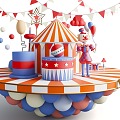 Cartoon Style Circus Theme Performance Stage April Fool's Day Scene Clown Christmas Clown Style 3d model