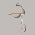 Stylish Modern Wall Lamp With Dome Shade And Circular Base Illuminated On Wall