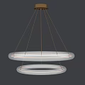 Modern Double Ring Illuminated Chandelier With Metallic Frame On Grey Paneled Wall