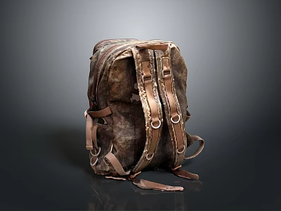 Vintage Style Backpack With Leather Straps And Metal Buckle Details 3d model