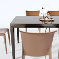 Elegant Modern Dining Table Set With Brown Chairs Black Table And Vase Decor 3d model