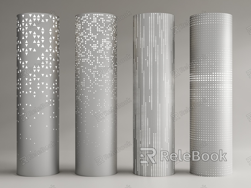 Modern Column Perforated Plate Luminous Column Aluminum Single Plate Transparent Column model