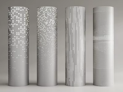 Modern Column Perforated Plate Luminous Column Aluminum Single Plate Transparent Column 3d model