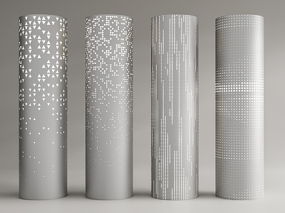 Modern Column Perforated Plate Luminous Column Aluminum Single Plate Transparent Column 3d model