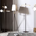 Modern Floor Lamps With Metal Frames And White Shades For Interior Decor