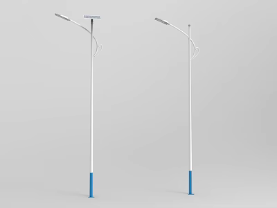 Modern Outdoor Street Lights With White Poles And Blue Base Design 3d model