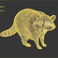 Realistic Raccoon With Gray Fur Striped Tail And Shiny Surface Reflection