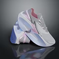 Modern Gray Pink Blue Sneakers With Streamlined Design And Lightweight Sole