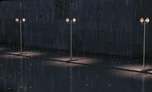 Modern street lamp rain street 3d model