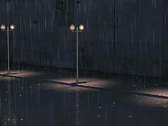 Modern street lamp rain street 3d model